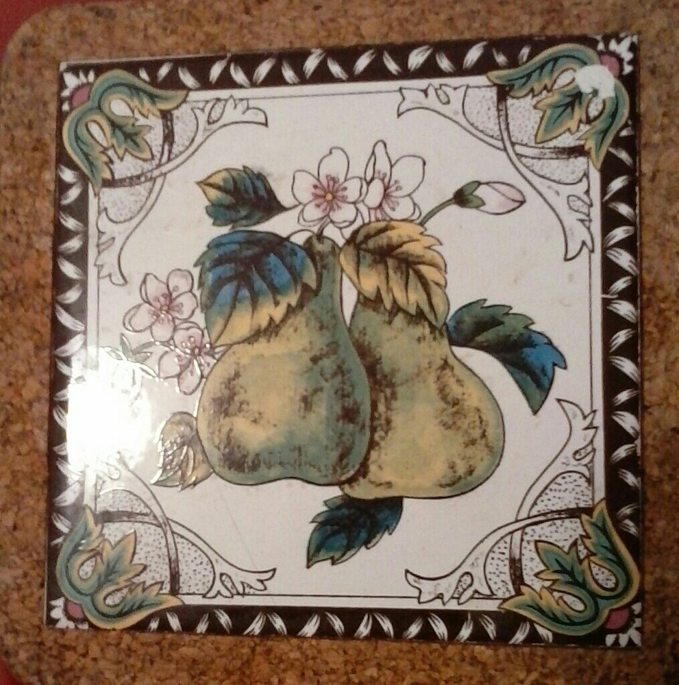 Vintage Ceramic and Cork Picturesque Kitchen Tile